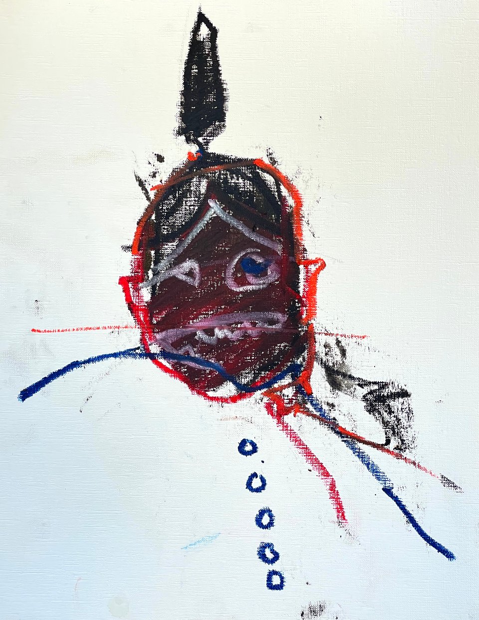An abstract portrait of an indian with a feather in his hair